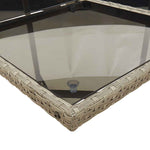 HKH 5 Pcs Conjunto de Jantar P/ Jardim C/ Almofadões Vime Pe Cinza - Cinzeto