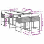 HKH 5 Pcs Conjunto de Jantar P/ Jardim C/ Almofadões Vime Pe Cinza - Cinzeto