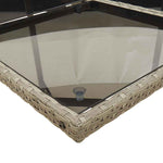 HKH 5 Pcs Conjunto de Jantar P/ Jardim C/ Almofadões Vime Pe Cinza - Cinzeto