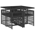 HKH 5 Pcs Conjunto de Jantar P/ Jardim C/ Almofadões Vime Pe - Preto