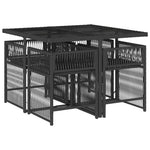 HKH 5 Pcs Conjunto de Jantar P/ Jardim C/ Almofadões Vime Pe - Preto