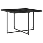 HKH 5 Pcs Conjunto de Jantar P/ Jardim C/ Almofadões Vime Pe - Preto