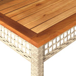 HKH Mesa de Jardín de Mimbre y Madera de Acacia - Beige
