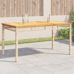 HKH Mesa de Jardín de Mimbre y Madera de Acacia - Beige