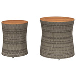 HKH Mesas de Apoio P/ Jardim C/ Tampo de Madeira 2pcs Vime Pe Cinza - Cinzento