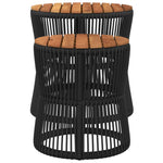 HKH Mesas de Apoio P/ Jardim C/ Tampo de Madeira 2pcs Vime Pe - Preto