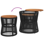 HKH Mesas de Apoio P/ Jardim C/ Tampo de Madeira 2pcs Vime Pe - Preto