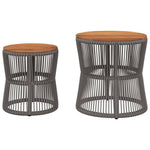 HKH Mesas de Apoio P/ Jardim C/ Tampo de Madeira 2pcs Vime Pe Cinza - Cinzento
