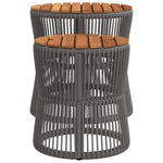 HKH Mesas de Apoio P/ Jardim C/ Tampo de Madeira 2pcs Vime Pe Cinza - Cinzento