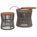 HKH Mesas de Apoio P/ Jardim C/ Tampo de Madeira 2pcs Vime Pe Cinza - Cinzento