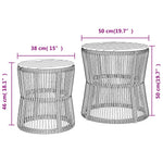 HKH Mesas de Apoio P/ Jardim C/ Tampo de Madeira 2pcs Vime Pe Cinza - Cinzento