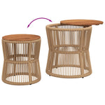 HKH Mesas de Apoio P/ Jardim C/ Tampo de Madeira 2pcs Vime Pe - Bege