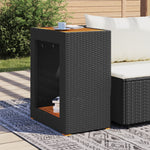 HKH Mesa Apoio Jardim C/ Tampo Madeira Vime Pe - Preto