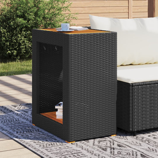 HKH Mesa Apoio Jardim C/ Tampo Madeira Vime Pe - Preto