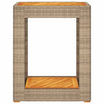 HKH Mesa Auxiliar de Jardín con Tablero de Madera y Base de Mimbre - Beige