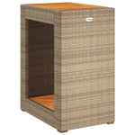 HKH Mesa Auxiliar de Jardín con Tablero de Madera y Base de Mimbre - Beige