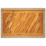 HKH Mesa Auxiliar de Jardín con Tablero de Madera y Base de Mimbre - Beige