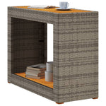 HKH Mesa Auxiliar Jardín C/ Tapa Madera Mimbre Pie - Gris