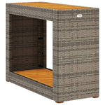 HKH Mesa Auxiliar Jardín C/ Tapa Madera Mimbre Pie - Gris