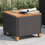 HKH Mesa de Jardim 45x45x37 Cm Vime Pe e Madeira de Acácia - Preto