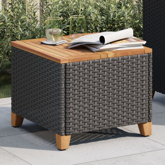 HKH Mesa de Jardim 45x45x37 Cm Vime Pe e Madeira de Acácia - Preto