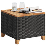 HKH Mesa de Jardim 45x45x37 Cm Vime Pe e Madeira de Acácia - Preto
