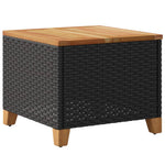 HKH Mesa de Jardim 45x45x37 Cm Vime Pe e Madeira de Acácia - Preto