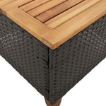 HKH Mesa de Jardim 45x45x37 Cm Vime Pe e Madeira de Acácia - Preto
