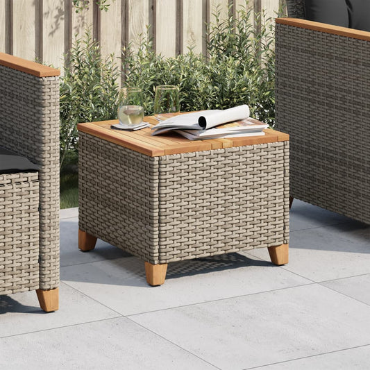 HKH Mesa de Jardim 45x45x37 Cm Vime Pe e Madeira de Acácia - Cinzento