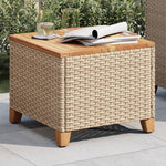 HKH Mesa de Jardim 45x45x37 Cm Vime Pe e Madeira de Acácia - Bege