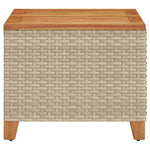 HKH Mesa de Jardim 45x45x37 Cm Vime Pe e Madeira de Acácia - Bege