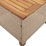 HKH Mesa de Jardim 45x45x37 Cm Vime Pe e Madeira de Acácia - Bege