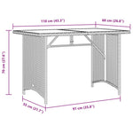 HKH Mesa de Jardim com Tampo de Vidro 110x68x70 Cm Vime Pe - Preto