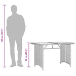 HKH Mesa de Jardim com Tampo de Vidro 110x68x70 Cm Vime Pe - Preto