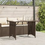 HKH Mesa de Jardim com Tampo de Vidro 110x68x70 Cm Vime Pe Castanho - Marrom