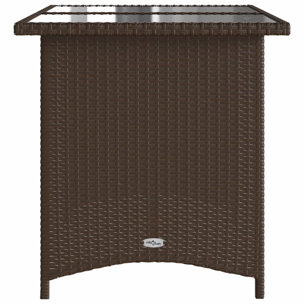 HKH Mesa de Jardim com Tampo de Vidro 110x68x70 Cm Vime Pe Castanho - Marrom
