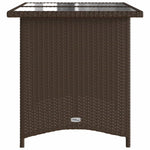 HKH Mesa de Jardim com Tampo de Vidro 110x68x70 Cm Vime Pe Castanho - Marrom