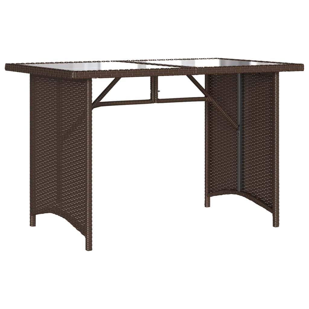 HKH Mesa de Jardim com Tampo de Vidro 110x68x70 Cm Vime Pe Castanho - Marrom
