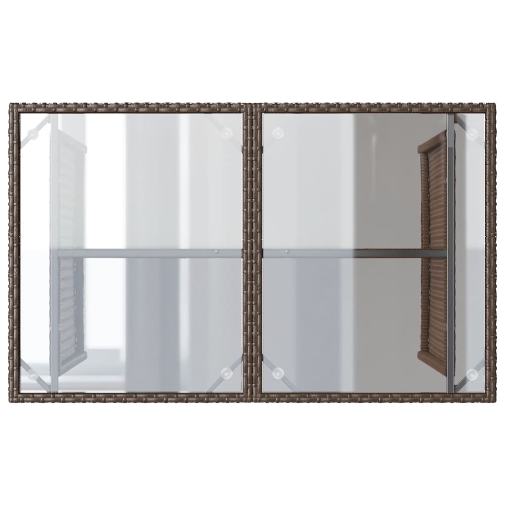 HKH Mesa de Jardim com Tampo de Vidro 110x68x70 Cm Vime Pe Castanho - Marrom