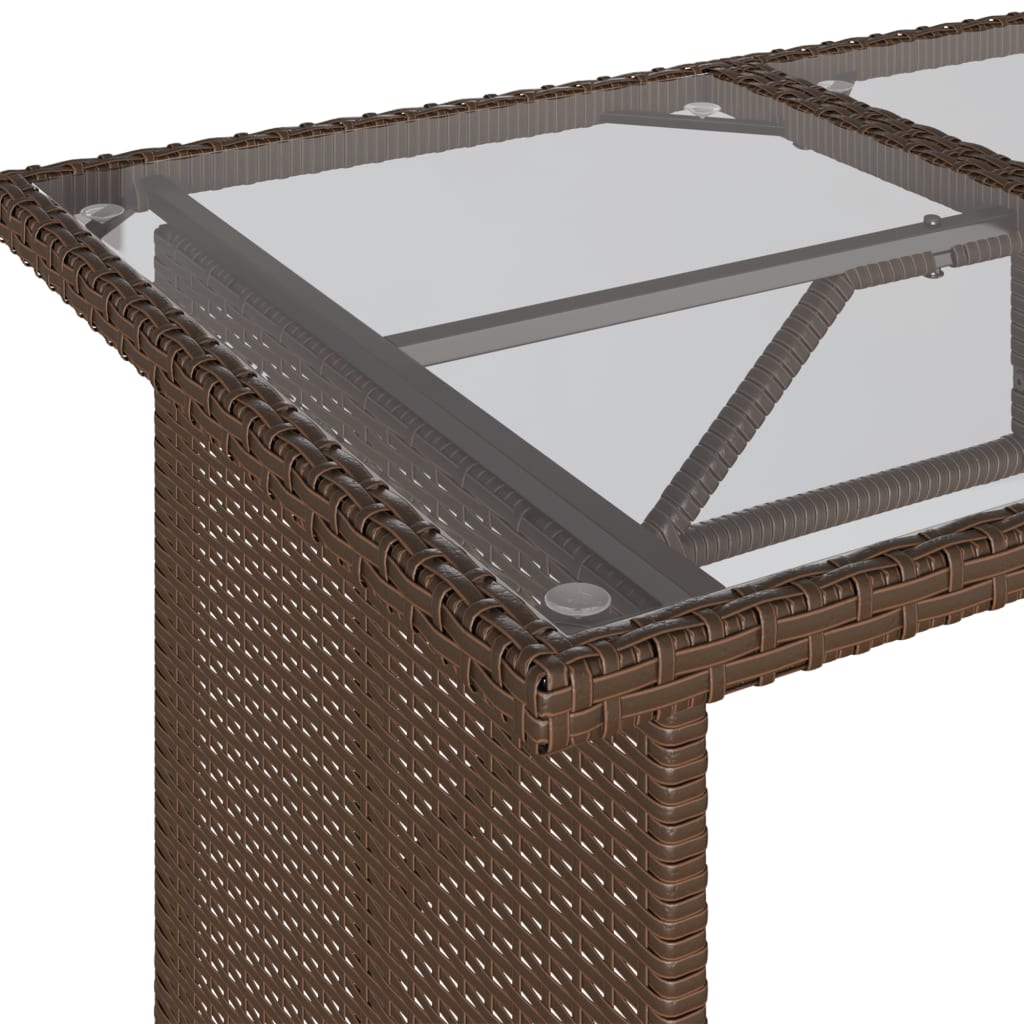 HKH Mesa de Jardim com Tampo de Vidro 110x68x70 Cm Vime Pe Castanho - Marrom