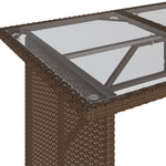 HKH Mesa de Jardim com Tampo de Vidro 110x68x70 Cm Vime Pe Castanho - Marrom