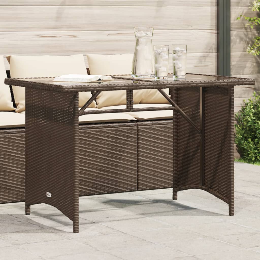 HKH Mesa de Jardim com Tampo de Vidro 110x68x70 Cm Vime Pe Castanho - Marrom