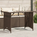 HKH Mesa de Jardim com Tampo de Vidro 110x68x70 Cm Vime Pe Castanho - Marrom