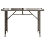 HKH Mesa de Jardim com Tampo de Vidro 110x68x70 Cm Vime Pe Cinza - Cinzento