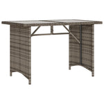 HKH Mesa de Jardim com Tampo de Vidro 110x68x70 Cm Vime Pe Cinza - Cinzento