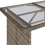 HKH Mesa de Jardim com Tampo de Vidro 110x68x70 Cm Vime Pe Cinza - Cinzento