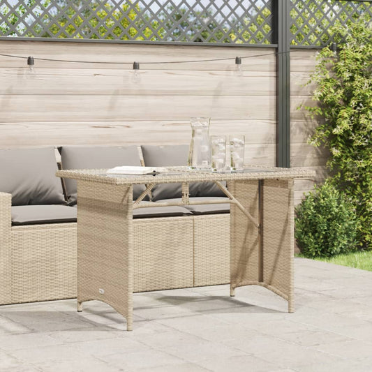 HKH Mesa de Jardim com Tampo de Vidro 110x68x70 Cm Vime Pe - Bege