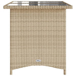 Mesa de Jardín HKH con Tapa de Cristal 110x68x70 Cm Ratán PE - Beige
