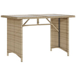 Mesa de Jardín HKH con Tapa de Cristal 110x68x70 Cm Ratán PE - Beige