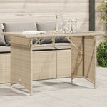 Mesa de Jardín HKH con Tapa de Cristal 110x68x70 Cm Ratán PE - Beige
